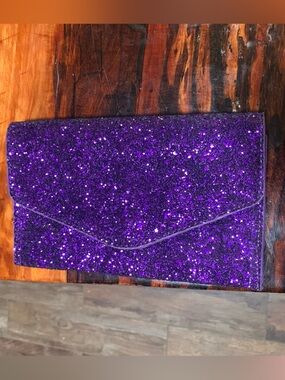 Purple Glitter Envelope Clutch
